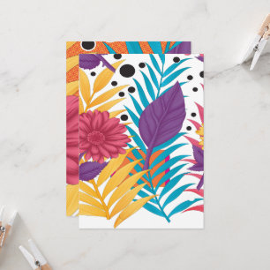 Kleurrijke bloemen en bladeren op een zwarte achte kaart