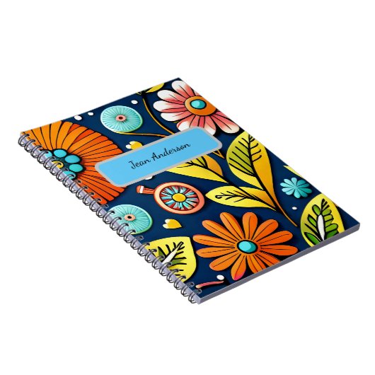 Kleurrijke bloemen en bladeren Spiral Foto-Notitie Notitieboek (Rechterzijde)