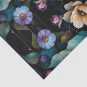 Kleurrijke bloemen en bladeren zwarte achtergrond tissuepapier (Detail)