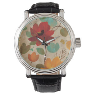 Kleurrijke bloemen en knoppen horloge