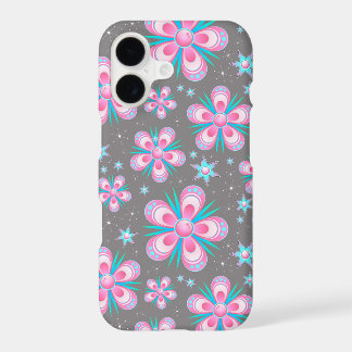 kleurrijke bloemen en sterren telefoonhoesje