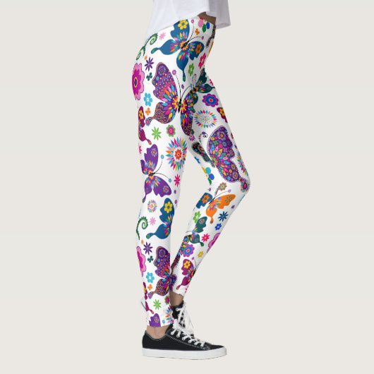 Kleurrijke bloemen en vlinders leggings (Rechts)