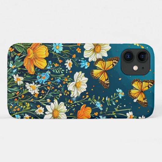 Kleurrijke Bloemen en Vlinders Lente Bloemen Case-Mate iPhone Case (Achterkant (horizontaal))