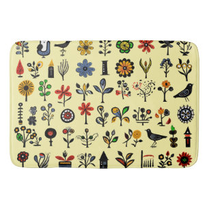 Kleurrijke bloemen en vogels badmat