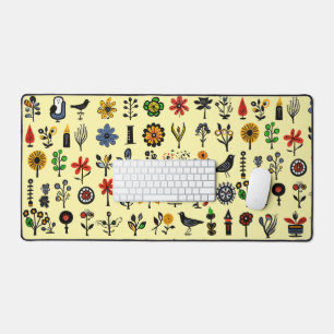 Kleurrijke bloemen en vogels bureaumat