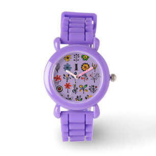 Kleurrijke bloemen en vogels horloge