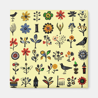 Kleurrijke bloemen en vogels magneet