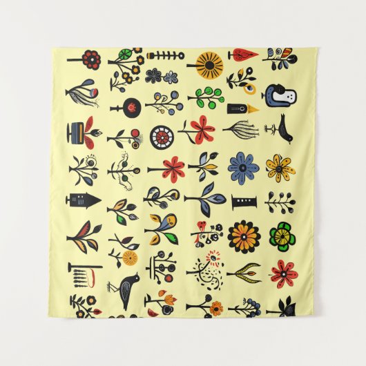 Kleurrijke bloemen en vogels wandkleed (Voorkant (horizontaal))