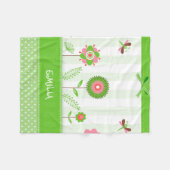 Kleurrijke bloemen en witte Stippen Fleece Deken (Voorkant (Horizontaal))