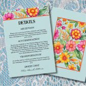Kleurrijke bloemen Fiesta Mexicaanse bruiloft Deta Informatiekaartje