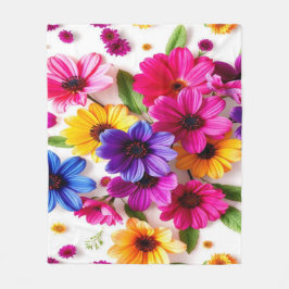 kleurrijke bloemen fleece deken