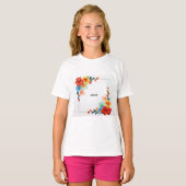 Kleurrijke Bloemen Frame, SJABLOON, VOEG TEKST TOE T-shirt (Voorkant volledig)