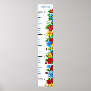 Kleurrijke Bloemen Gepersonaliseerde Groeikaart Poster