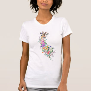 Kleurrijke Bloemen Giraffe T-Shirt Gift