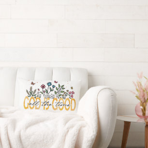 Kleurrijke bloemen God is goed alle tijden citaat Kussen