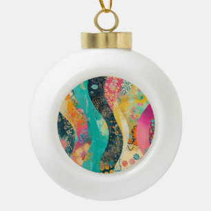 Kleurrijke Bloemen Golf Keramische Bal Ornament