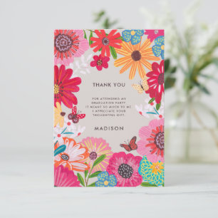 Kleurrijke bloemen-graduation dankkaart kaart