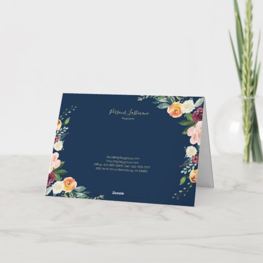 Kleurrijke bloemen grens bedankkaart (Achterkant)