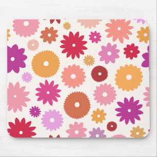Kleurrijke Bloemen Groot Patroon Muismat