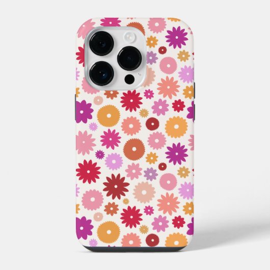 Kleurrijke Bloemen Herhalend Patroon iPhone Hoesje (Achterkant)