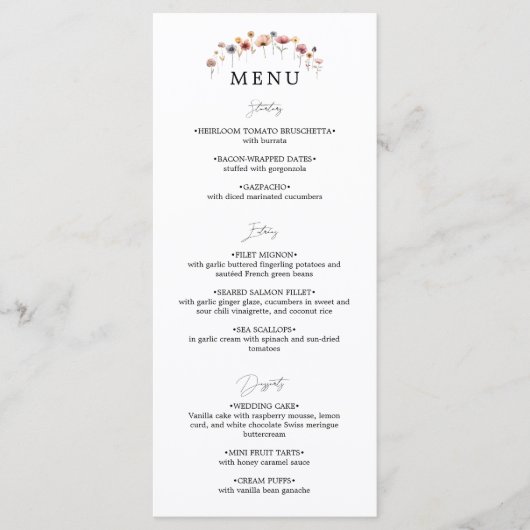 Kleurrijke Bloemen Huwelijk Flat Menu (Voorkant)