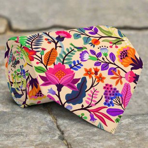 Kleurrijke Bloemen Illustratie Bloemen Print Patro Stropdas