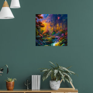 Kleurrijke bloemen in de bossen poster