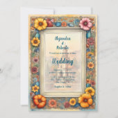 Kleurrijke Bloemen Ingelijste Kapel Mexicaanse bru Kaart (Voorkant)