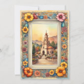 Kleurrijke Bloemen Ingelijste Kapel Mexicaanse bru Kaart (Achterkant)