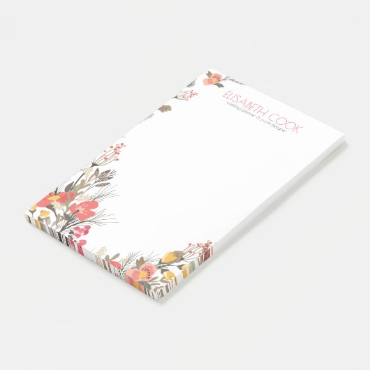 Kleurrijke bloemen krans bruiloft planner post-it® notes (Schuin)