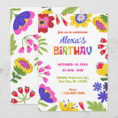 Kleurrijke bloemen leuke verjaardag kaart (Voorkant / Achterkant)