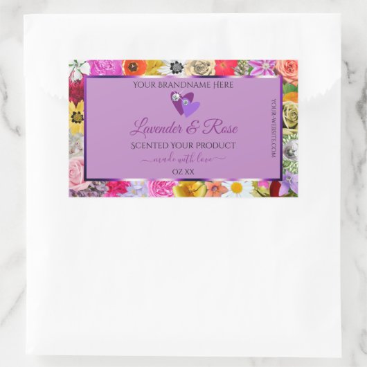 Kleurrijke bloemen Licht Paars Etiket op product H (Tas)