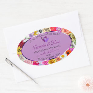Kleurrijke bloemen Licht Paars Etiket op product H