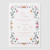 Kleurrijke Bloemen Lijst Script Wedding Vellum Uitnodigingen (Voorkant)