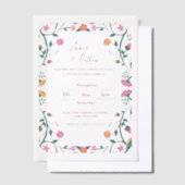 Kleurrijke Bloemen Lijst Script Wedding Vellum Uitnodigingen (Offset)