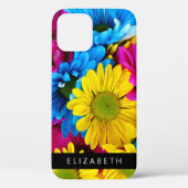 Kleurrijke bloemen, madeliefjes, boho, Jouw naam Case-Mate iPhone Case (Achterkant)
