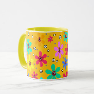 Kleurrijke bloemen madeliefjes retro achtergrond z mok
