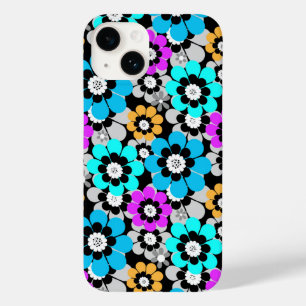 Kleurrijke bloemen margrieten Blauw Turquoise Paar Case-Mate iPhone 14 Hoesje