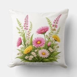 Kleurrijke bloemen met bladeren en knoppen kussen