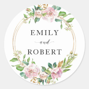 Kleurrijke bloemen met een grote adem ronde sticker