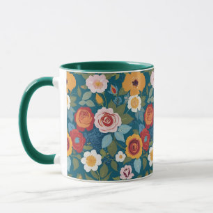Kleurrijke bloemen met Rozen en wilde bloemen Mok