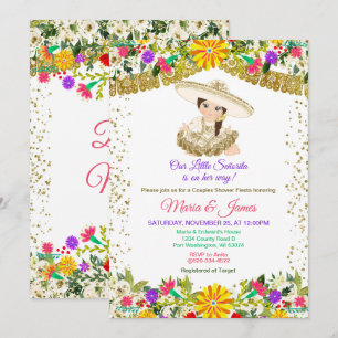 Kleurrijke bloemen Mexicaanse Fiesta Couples douch Kaart