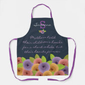 Kleurrijke Bloemen Moeder Citaat Een Monogram Op N Schort (Voorkant)