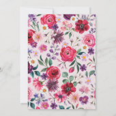 Kleurrijke Bloemen Monogrammed Wedding Kaart (Achterkant)