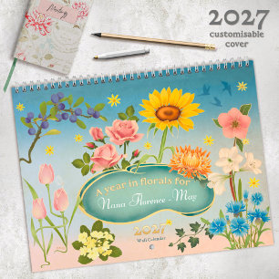 Kleurrijke bloemen muurkalender 2027, Art Nouveau Kalender