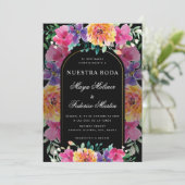 Kleurrijke Bloemen Nuestra Boda Spaanse bruiloft Kaart (Staand voorkant)