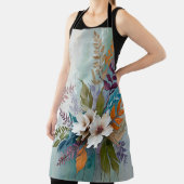 Kleurrijke Bloemen op Blauw Beige Witte Lavendel Schort (Insitu)