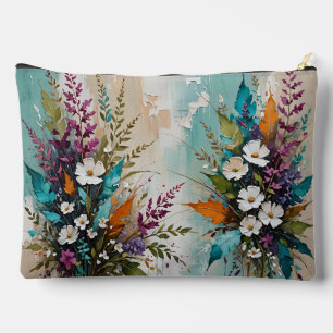 Kleurrijke Bloemen op Blauwgroen Blauw Beige Etui
