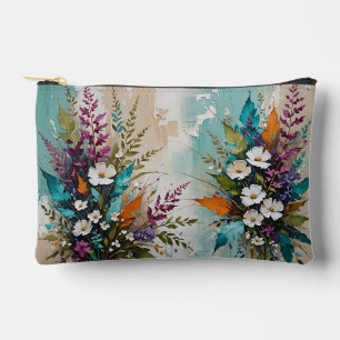 Kleurrijke Bloemen op Blauwgroen Blauw Beige Etui