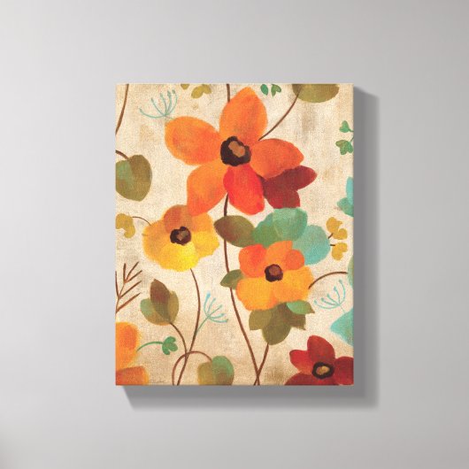 Kleurrijke bloemen op een gebroken witte achtergro canvas afdruk (Voorkant)